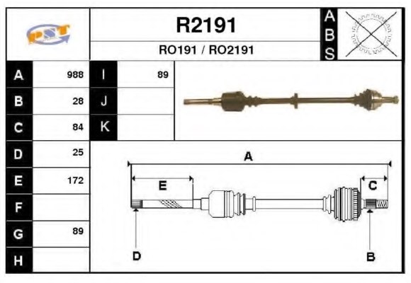 SNRA R2191 Drive Shaft